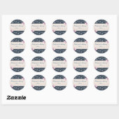 Sticker Rond papillons bleu marine rose merci (Feuille)