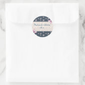 Sticker Rond papillons bleu marine rose merci (Sac)