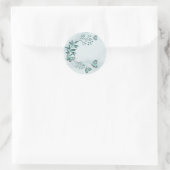 Sticker Rond Papillons bleus turquoises fleuris feuille (Sac)