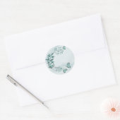 Sticker Rond Papillons bleus turquoises fleuris feuille (Enveloppe)