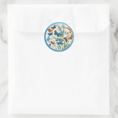 Sticker Rond Papillons, cadre bleu (Sac)