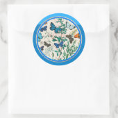 Sticker Rond Papillons, cadre de cercle bleu, (Sac)