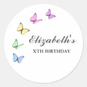 Sticker Rond Papillons colorés Anniversaire (Devant)