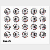 Sticker Rond Papillons colorés Aquarelle Motif Monogramme (Feuille)