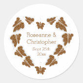 Sticker Rond Papillons couleur chocolat Mariage design (Devant)