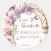 Sticker Rond Papillons de jardin enchantés baby shower faveur (Devant)