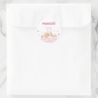 Sticker Rond Papillons de la Couronne rose Princess Castle Nuag
