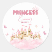 Sticker Rond Papillons de la Couronne rose Princess Castle Nuag (Devant)