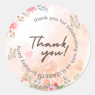 Sticker Rond Papillons de la Forêt Colorée Princesse Girl