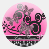 Sticker Rond Papillons de mariés (Devant)