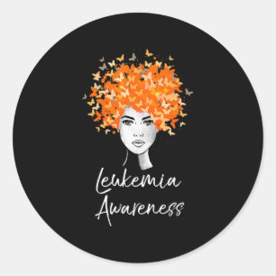 Sticker Rond Papillons de sensibilisation à la leucémie Cadeau