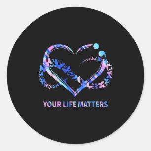 Sticker Rond Papillons de sensibilisation au suicide de votre v