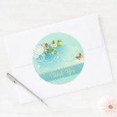 Sticker Rond Papillons et fleurs Merci (Enveloppe)