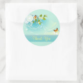 Sticker Rond Papillons et fleurs Merci (Sac)