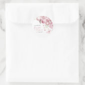 Sticker Rond Papillons Fête de Mariage Florale Rose (Sac)