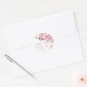 Sticker Rond Papillons Fête de Mariage Florale Rose (Enveloppe)