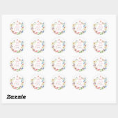 Sticker Rond Papillons fleur sauvage Baby shower aquarelle (Feuille)