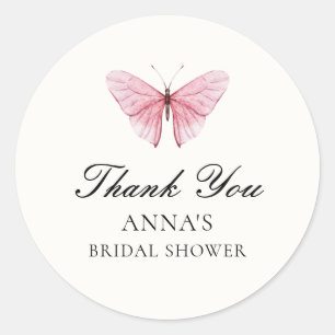 Sticker Rond Papillons Fleurs Baby Shower Mariage