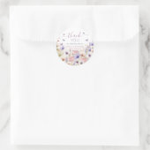 Sticker Rond Papillons Fleurs sauvages violets rose bébé en fle (Sac)