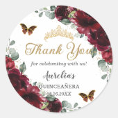 Sticker Rond Papillons floraux de Bourgogne Princesse Gold Favo (Devant)