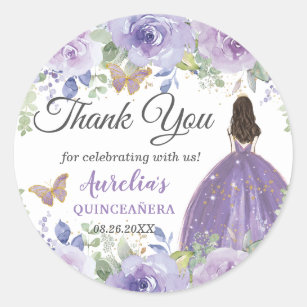 Sticker Rond Papillons floraux Lilac Princesse Favoriser