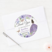 Sticker Rond Papillons floraux Lilac Princesse Favoriser (Enveloppe)