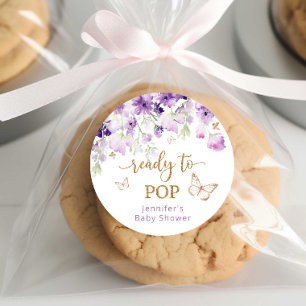 Sticker Rond Papillons floraux violets Prêts à éclore