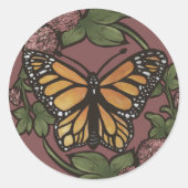 Sticker Rond Papillons Monarque rouge Clover Papillons du jardi (Devant)
