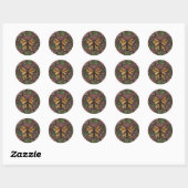 Sticker Rond Papillons Monarque rouge Clover Papillons du jardi (Feuille)