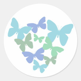 Sticker Rond Papillons pastel