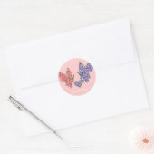 Sticker Rond Papillons rose et bleu (Enveloppe)