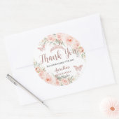 Sticker Rond Papillons Roses d'or de Quinceanera Blush (Enveloppe)