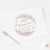 Sticker Rond Papillons Roses en fleurs de cerisier Quinceañera (Enveloppe)