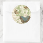 Sticker Rond Papillons sur Partition avec Design Floral (Sac)