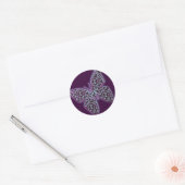 Sticker Rond Papillons tourbillons violet (Enveloppe)