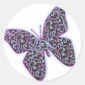 Sticker Rond Papillons tourbillons violet (Devant)
