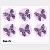 Sticker Rond Papillons tourbillons violet (Feuille)