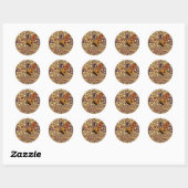 Sticker Rond Papillons tourbillons violet et orange (Feuille)