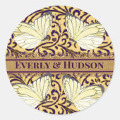 Sticker Rond Papillons tourbillons violet et orange (Devant)