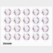 Sticker Rond Papillons violet cadeau de fête de mariage  (Feuille)