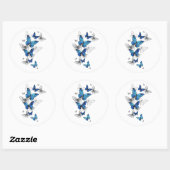Sticker Rond Papillons volants bleus Morpho (Feuille)