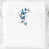 Sticker Rond Papillons volants bleus Morpho (Sac)