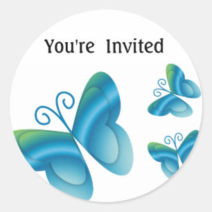 Sticker Rond Papillons Vous êtes Invité Enveloppe Phoques Arron