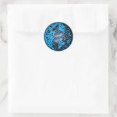 Sticker Rond Papillons Yin Yang, bleu & noir (Sac)