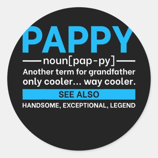 Sticker Rond Pappy Fathers Day With Nice Pappy Definition (Devant)