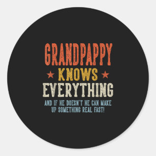 Sticker Rond Papy sait tout fête des pères rétro