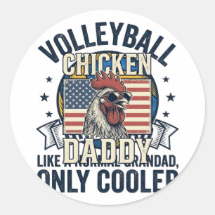 Sticker Rond Papy volley-ball Design de t-shirt vintage drôle_1