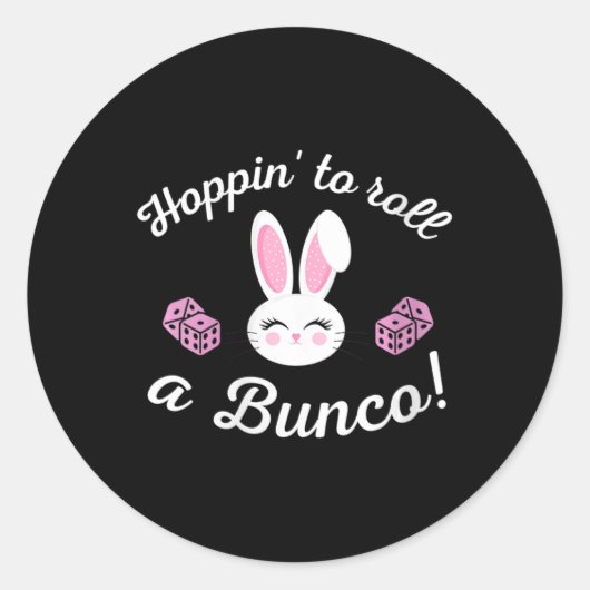 Sticker Rond Pâques Bunco Hoppin Roulez Un Bunco Dice Bunny (Devant)