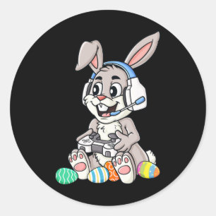 Sticker Rond Pâques Bunny Gamer Amusants OEufs Jeu Jeu Joueur E