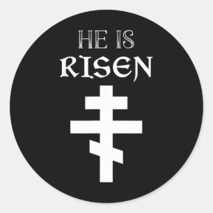 Sticker Rond Pâques chrétien Il est ressuscité Résurrection Ort